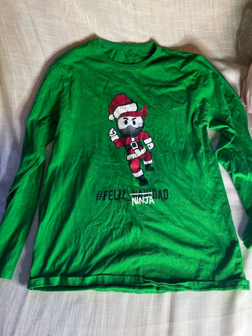 Place Green Long-Sleeve Holiday Ninja Graphic Tee